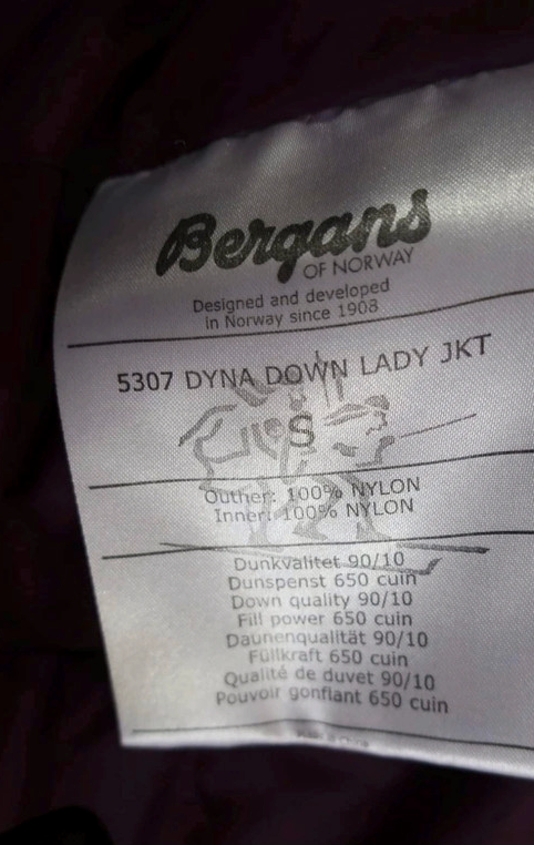 Bergans moteriška pūkinė striukė S dydis