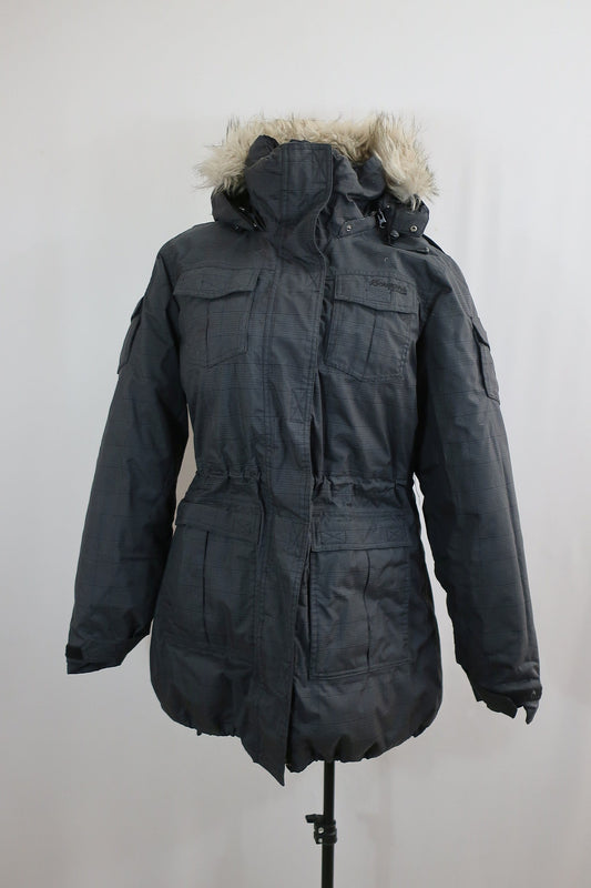 BERGANS moteriškas pūkinis puspaltis/parka/ilga striukė L dydis